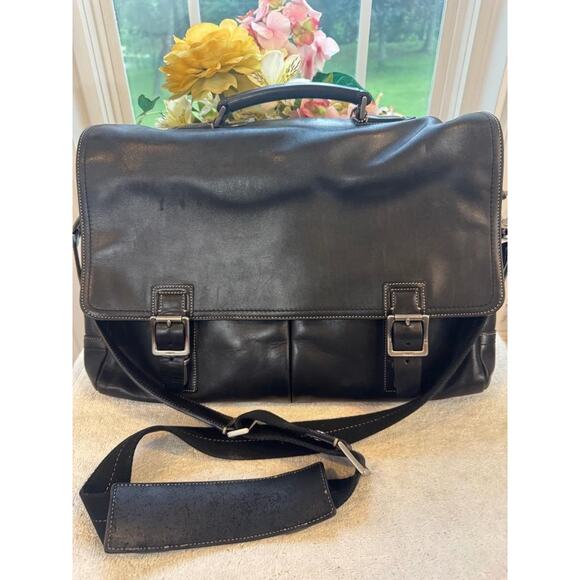 COACH Briefcase Leather BLK 5A06 unisex(110